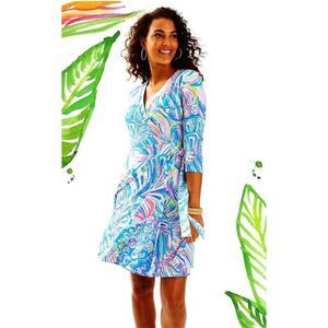 Lilly Pulitzer Emilia Wrap Dress Guilty Pleasure Print Knee Length Size Medium